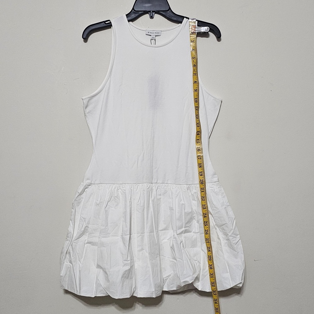 Gianni Bini Women's Dress Large White Crew Neck Sleeveless Mini Bubble Hem 0643 - Picture 4 of 12